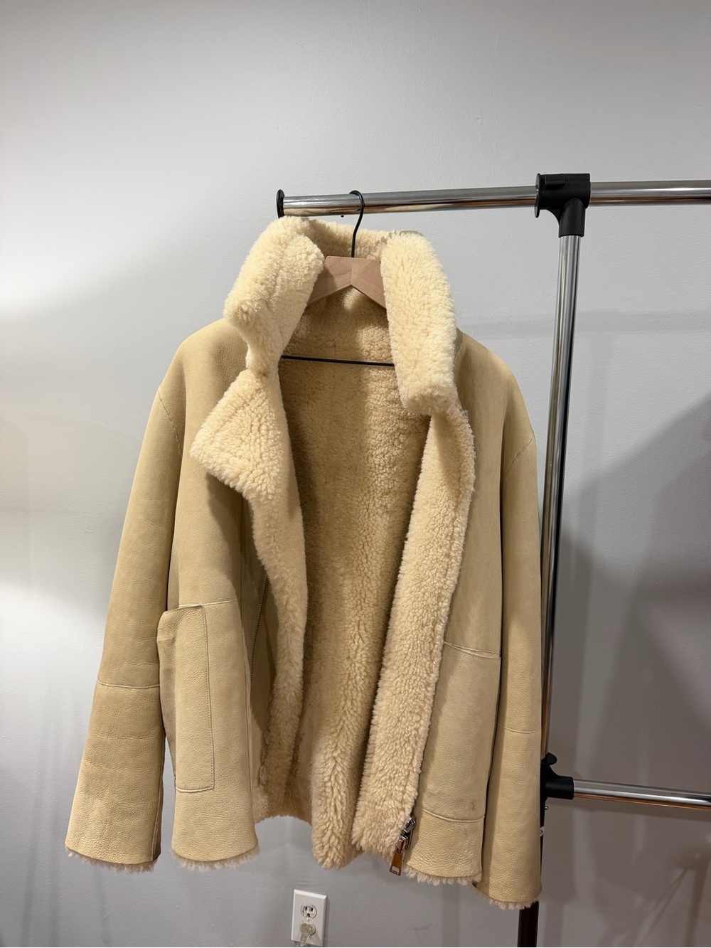 Bottega Veneta Cream Shearling Teddy Jacket